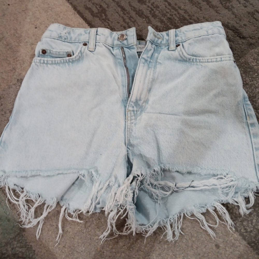 Zara Blue Jean Shorts High-Waisted Distressed